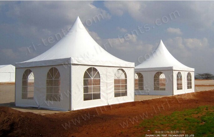 Pagoda tent 5m with clear PVC windows