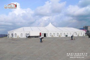 20x60m mixed high peak big tent with polygonal round end + high peak design in the middle----PS