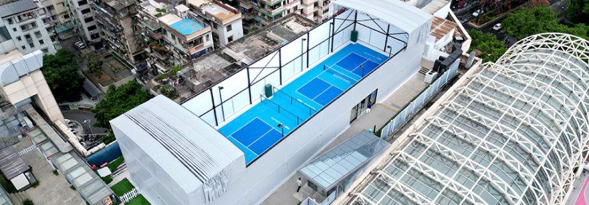 12x40m Electric Push-Pull Pickleball Arena | Rooftop Modular Design