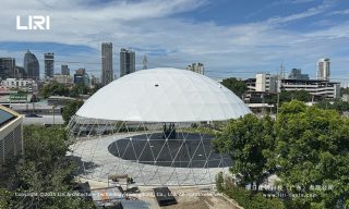 Partially covered geodesic dome