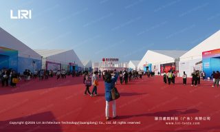 Giant twin-span event marquee structure