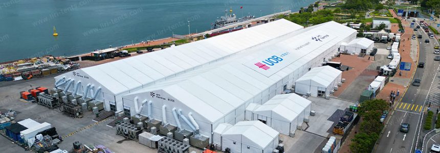 Professional Event Marquee: Interior view of pillar-less art space