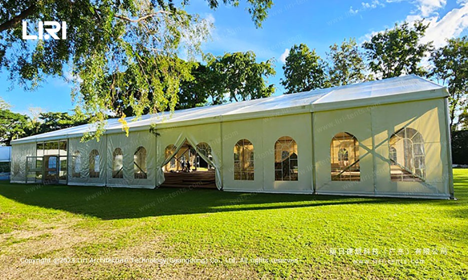 clear span marquee tent day exterior