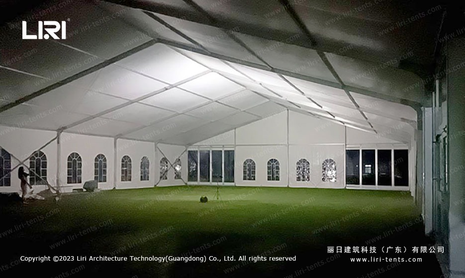 event marquee tent night lighting
