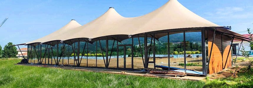 10x25m Tension Membrane Marquee Tent: Three-Peak Safari Lodge Structure