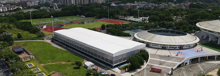 20m x 118m TFS Curve Structure Tennis Court Marquee for 8-Court Sports Park