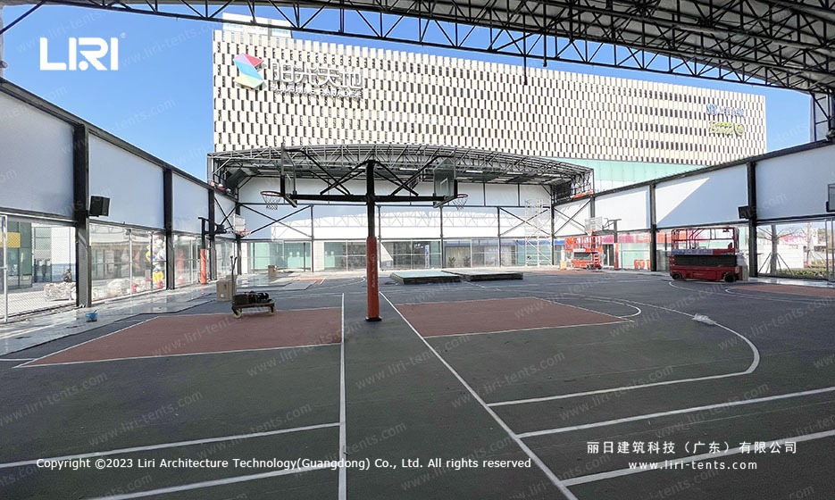 Basketball Court Marquee Interior with Lock Park Signage