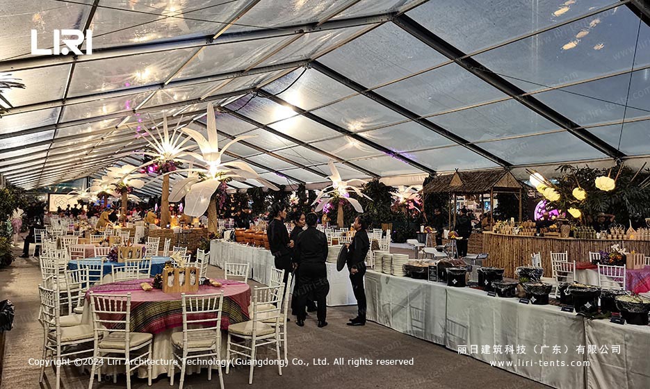 Event marquee crowd entry showing double-leaf doors and 4m clearance at fan zone