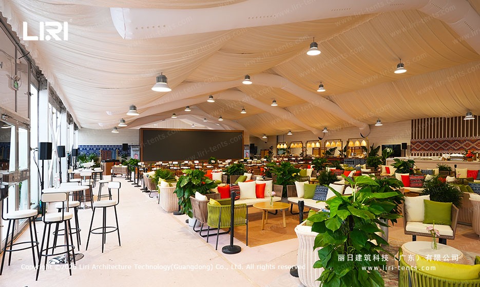 Function Marquee Interior with Stage and Dining Area