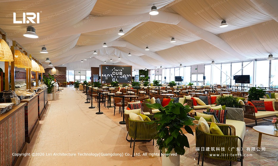 Function Marquee Lounge with Bar and Dining Tables