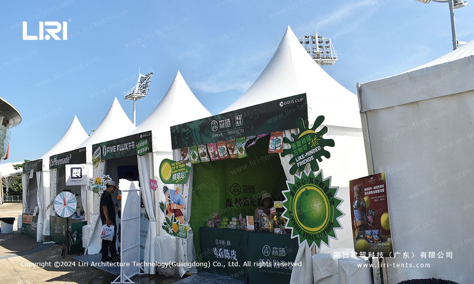 Row of Pagoda Tents for Food and Beverage at Tennis Event