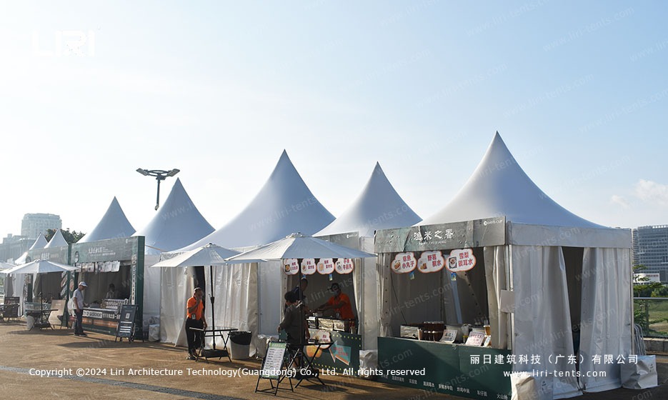 Outdoor Pagoda Tent Row at Hengqin Tennis Plaza