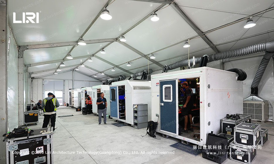 Marquee Workshop Interior with Technology Equipment