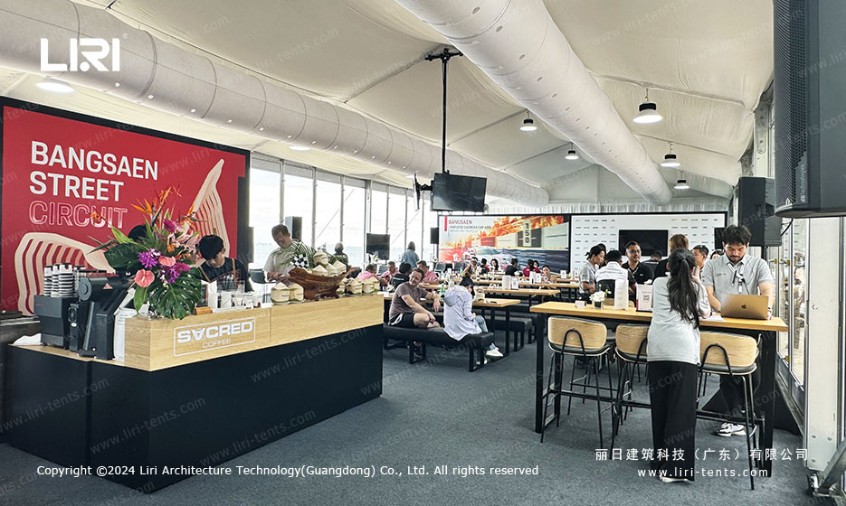 VIP lounge interior with catering and bar area