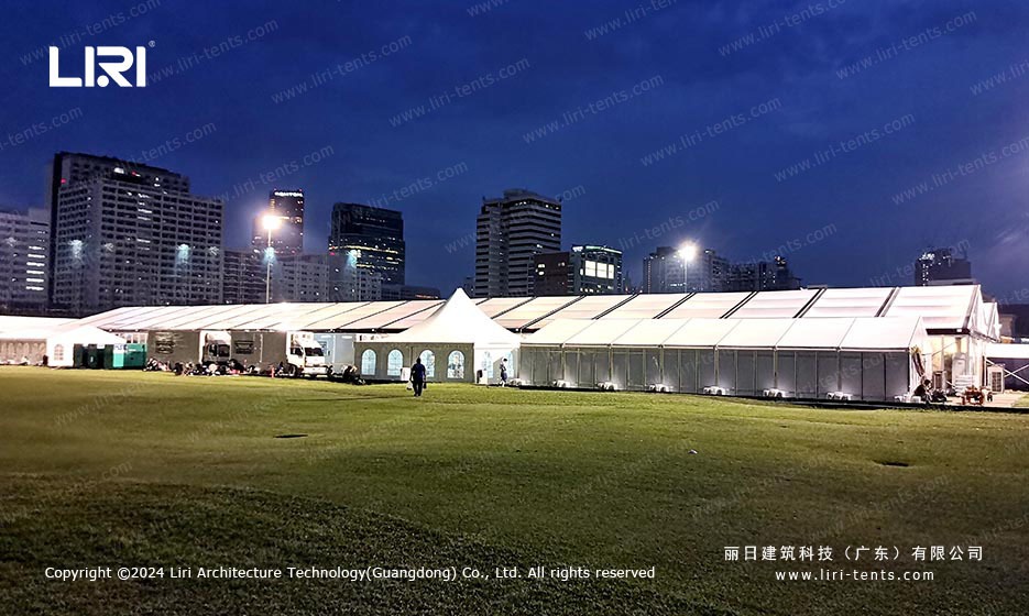 Outdoor event marquee tent at Thailand venue with clear span structure and arcum roof