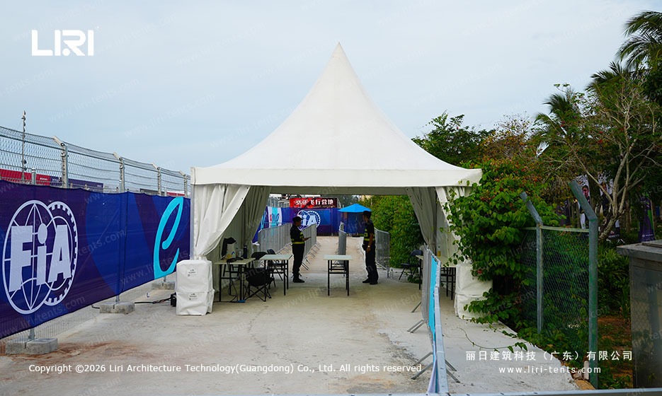 Pagoda Marquee Entrance with FIA Branding