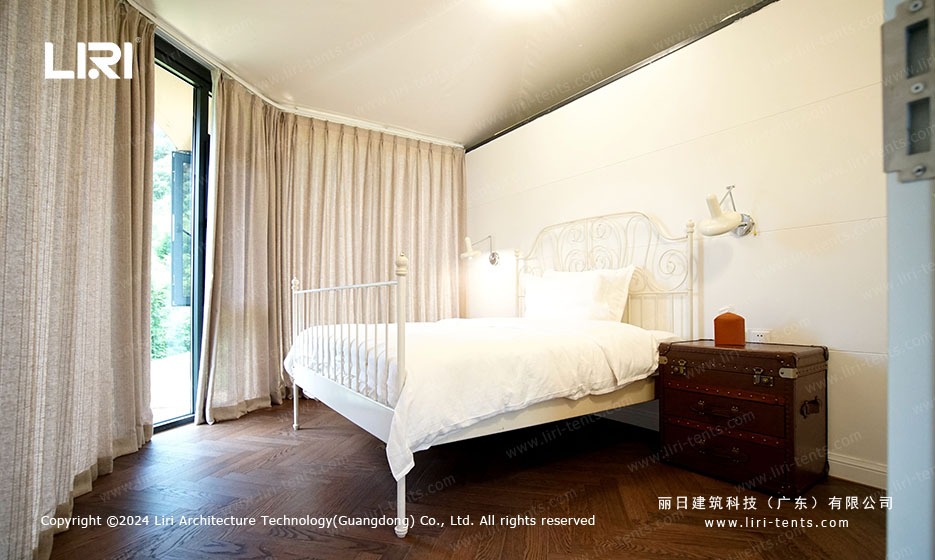 Safari suite bedroom inside tension membrane lodge tent