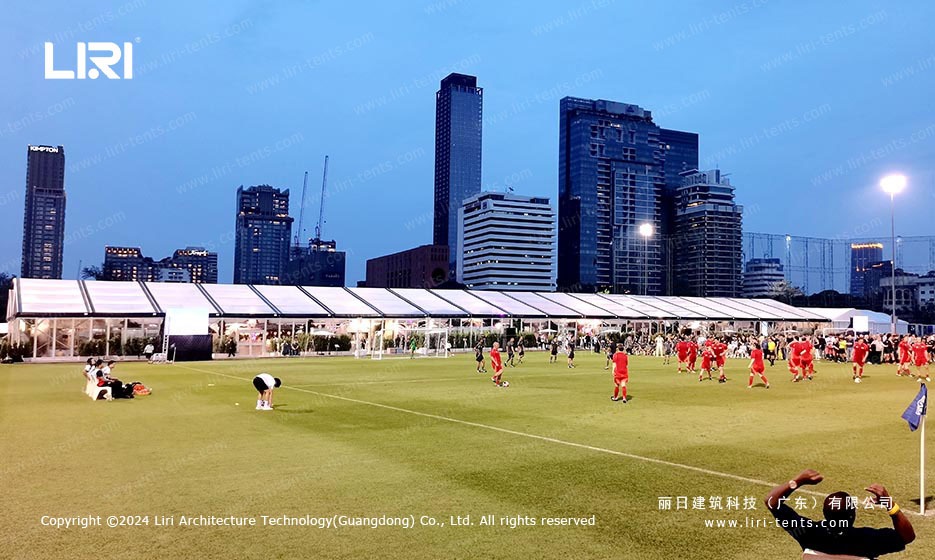 Transparent marquee tent at FIFA fan zone event in Thailand with 20m clear span