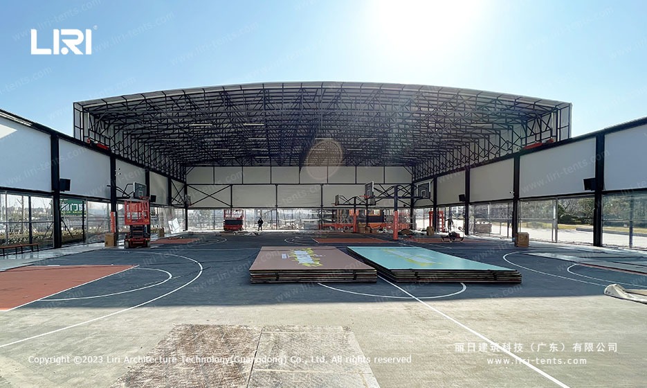 Twin Court Basketball Marquee Interior with Scissor Lift