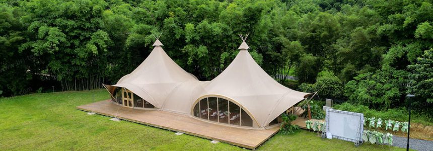 Twin-Peak Safari Lodge Marquee Tent: Tension Membrane Hospitality Structure