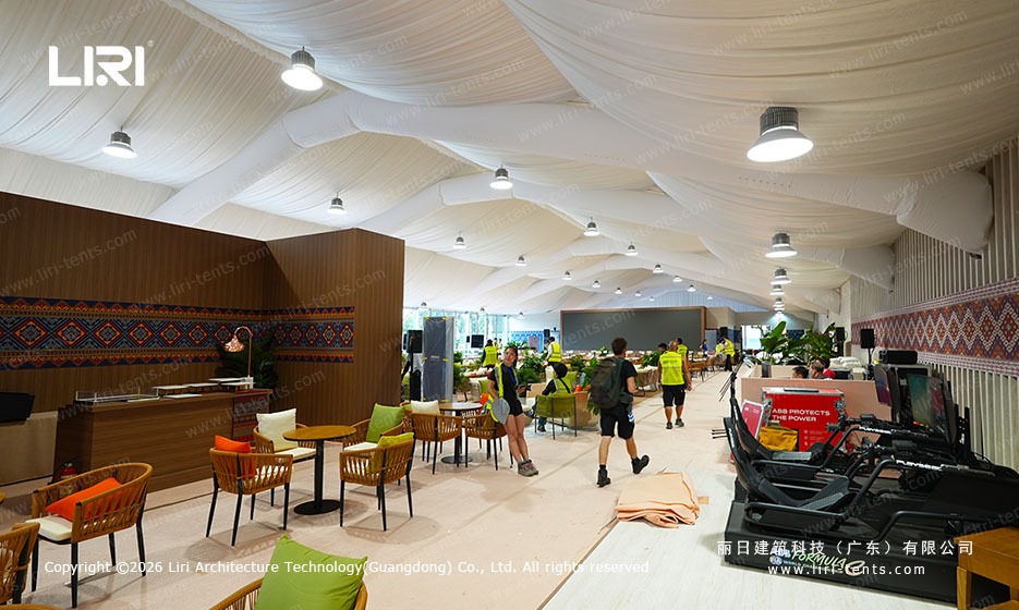 VIP Lounge Marquee Interior with Tropical Decor