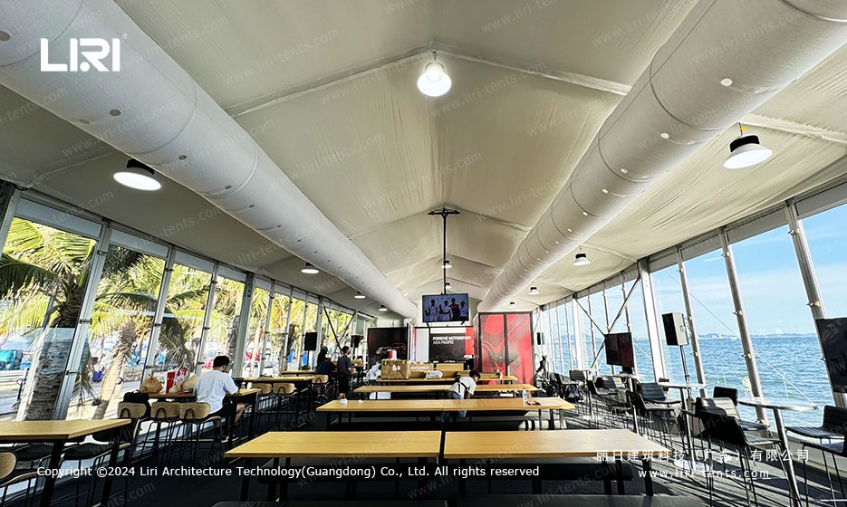 VIP seating area with AC ducting in marquee tent