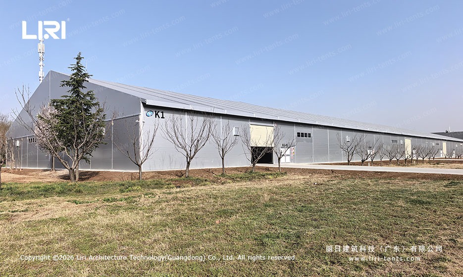 Xi an aircraft hangar marquee exterior view, semi-permanent clear span aviation storage structure