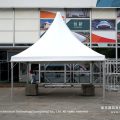 5x5m pagoda marquee tent front view at exhibition center entrance